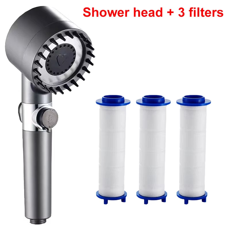 New Pressurized Shower 4 Modes Adjustable Water Saving Shower High Pressure Showerhead with Filter Bathroom Massage Shower
