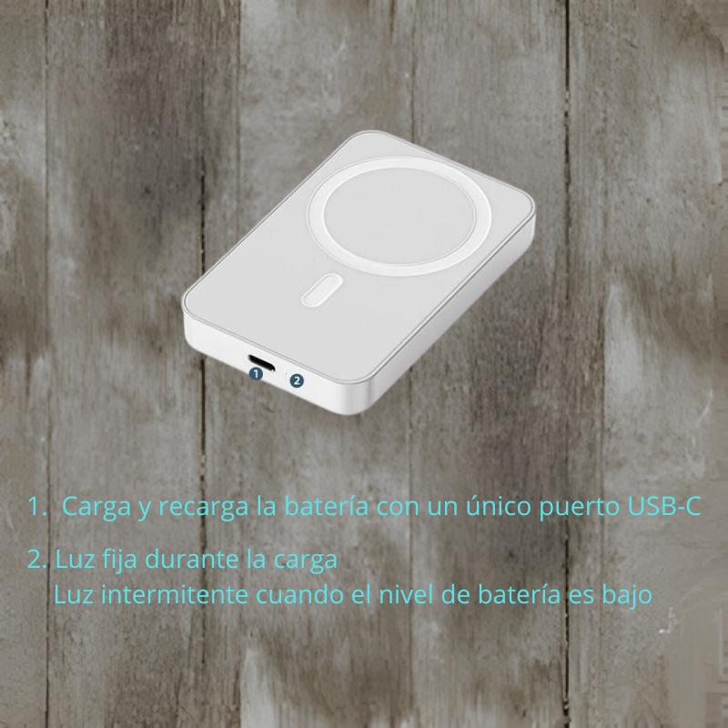 Power Bank Magnético 20.000 mAh MagSafe con Carga Inalámbrica, PD 22,5 W Fast Charge, Batería Externa para iPhone y Samsung
