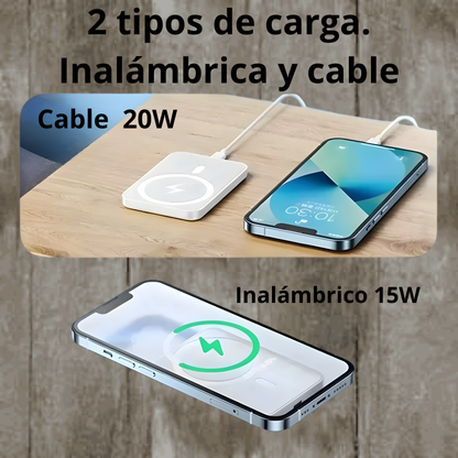 Power Bank Magnético 20.000 mAh MagSafe con Carga Inalámbrica, PD 22,5 W Fast Charge, Batería Externa para iPhone y Samsung