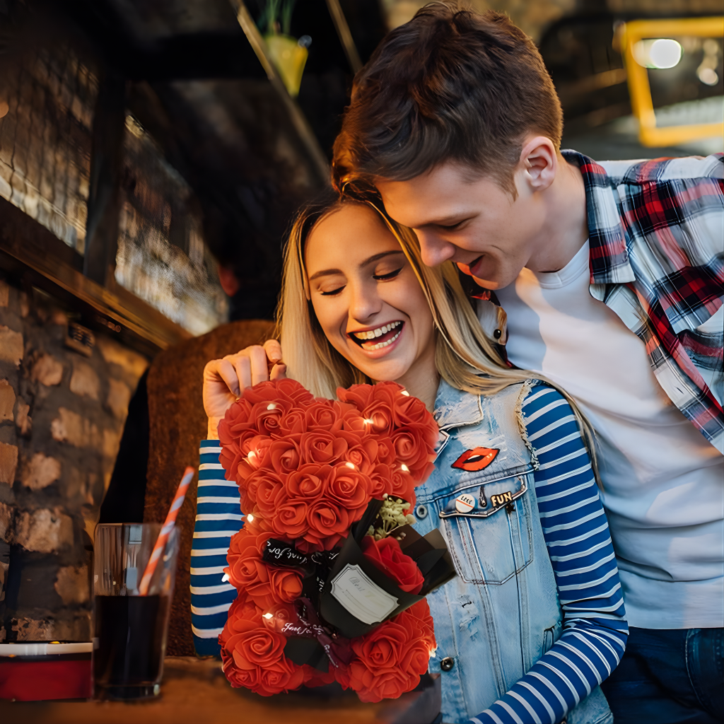 Oso de Rosas con Collar de Perla Sorpresa – Regalo Romántico