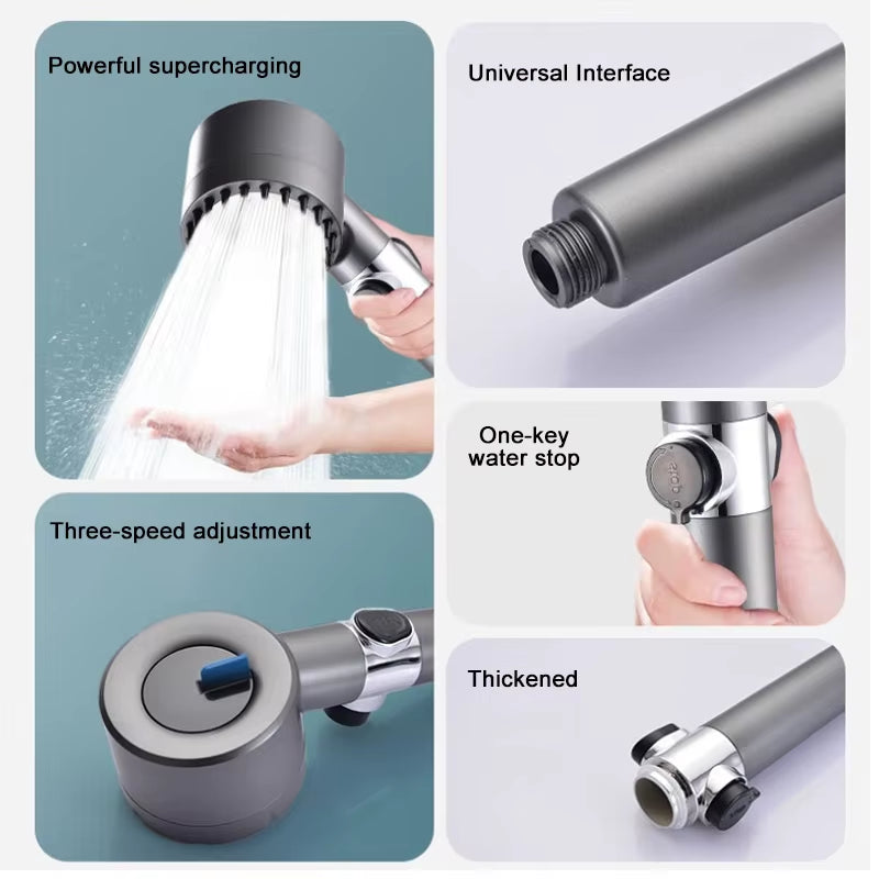 New Pressurized Shower 4 Modes Adjustable Water Saving Shower High Pressure Showerhead with Filter Bathroom Massage Shower