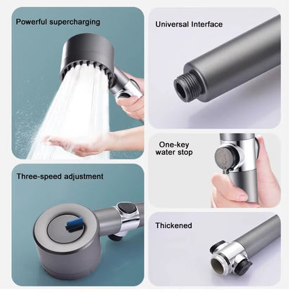 New Pressurized Shower 4 Modes Adjustable Water Saving Shower High Pressure Showerhead with Filter Bathroom Massage Shower