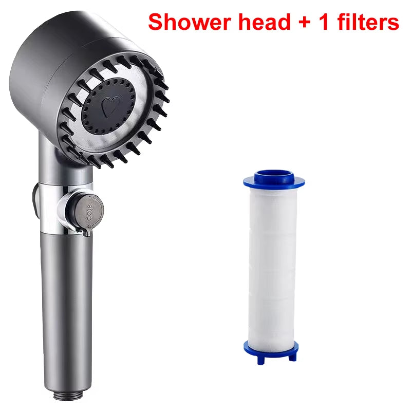 New Pressurized Shower 4 Modes Adjustable Water Saving Shower High Pressure Showerhead with Filter Bathroom Massage Shower