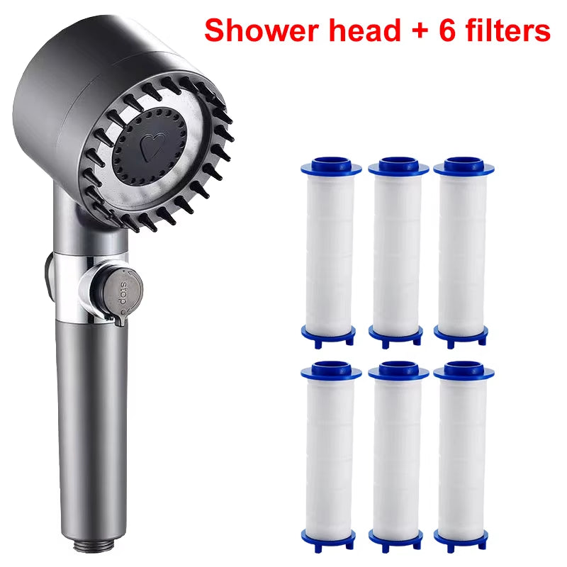 New Pressurized Shower 4 Modes Adjustable Water Saving Shower High Pressure Showerhead with Filter Bathroom Massage Shower